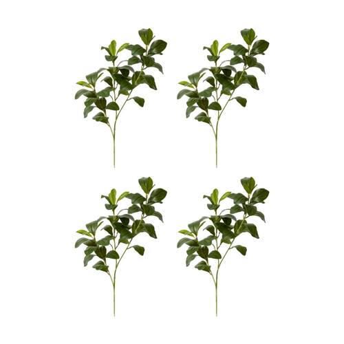 4PK E Style Lush Small Leaf Spray Realistic Artificial Flower Green 25x18x75cm