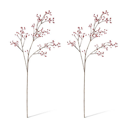 2PK E Style Rosehip Mini Spray Realistic Artificial Flower Plastic Red 99cm