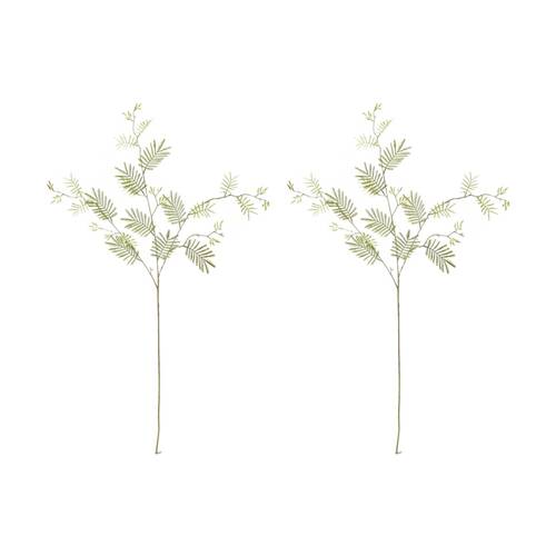 2PK E Style Mimosa Leaf Spray Realistic Artificial Flower Plastic Green 104cm