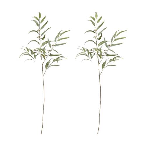 2PK E Style Eucalyptus Spray Realistic Artificial Flower Grey Green Colour 117cm