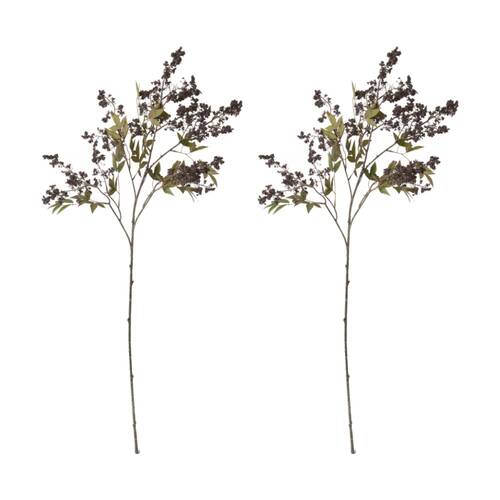 2PK E Style Pepper Berry Spray Realistic Artificial Flower Burgundy 110cm
