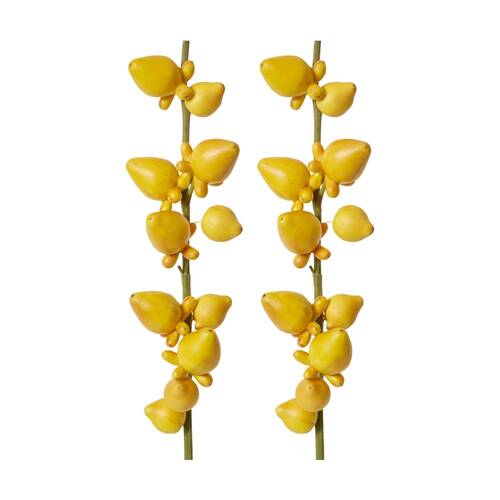 2PK E Style Bear Fruit Realistic Artificial Flower Plastic Yellow 10x14x79cm