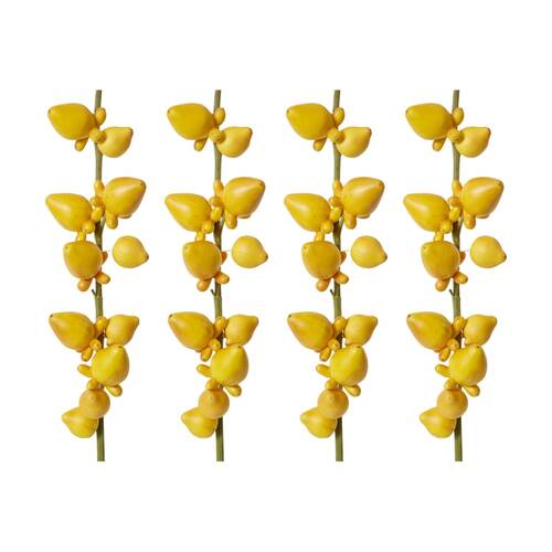 4PK E Style Bear Fruit Realistic Artificial Flower Plastic Yellow 10x14x79cm