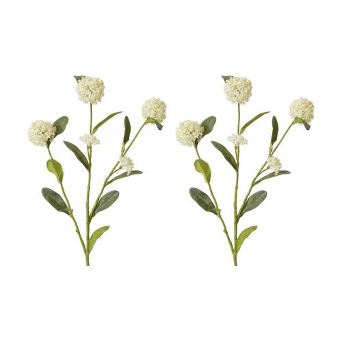 2PK E Style Alyssum Spray Realistic Artificial Flower White Green 17x12x66cm