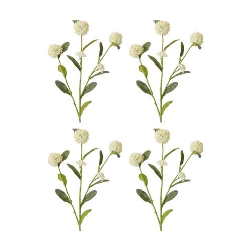 4PK E Style Alyssum Spray Realistic Artificial Flower White Green 17x12x66cm
