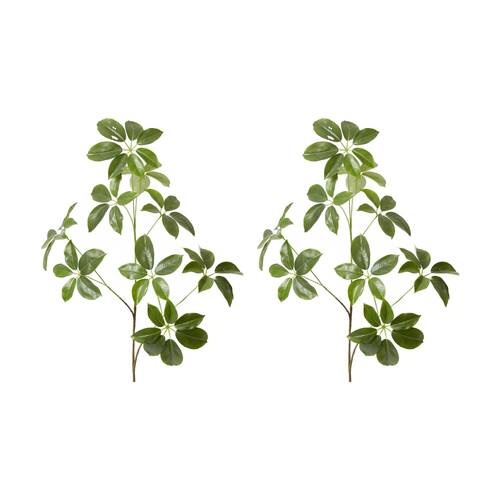 2PK E Style Schefflera Spray Realistic Artificial Flower Plastic Green 122cm