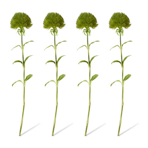 4PK E Style Dianthus Stem Realistic Artificial Flower Plastic Green 12x9x52cm