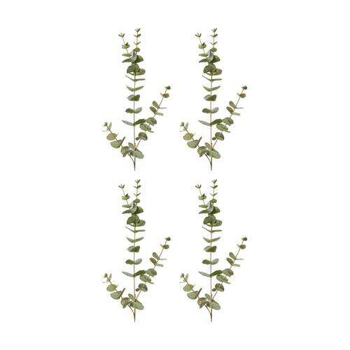 4PK E Style Eucalyptus Spray Realistic Artificial Flower Grey Green 14x10x81cm