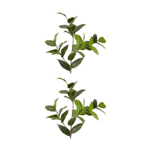 2PK E Style Camellia Leaf Spray Realistic Artificial Flower Green 28x28x84cm
