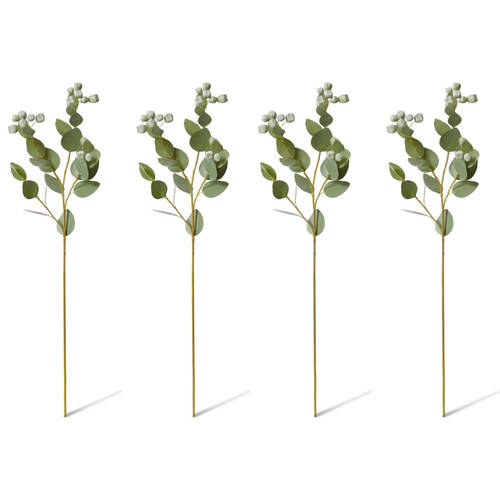 4PK E Style Eucalyptus Seed Pod Spray Realistic Artificial Flower Green 74cm