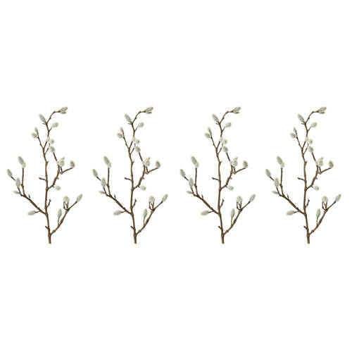 4PK E Style Magnolia Bud Spray Realistic Artificial Flower Natural Small 53cm