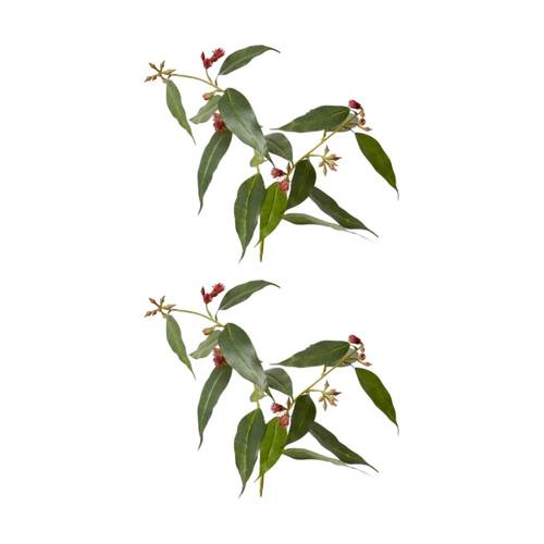 2PK E Style Flowering Eucalyptus Realistic Artificial Flower Red Plastic 75cm