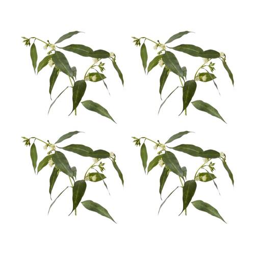4PK E Style Flowering Eucalyptus Realistic Artificial Flower White 75cm