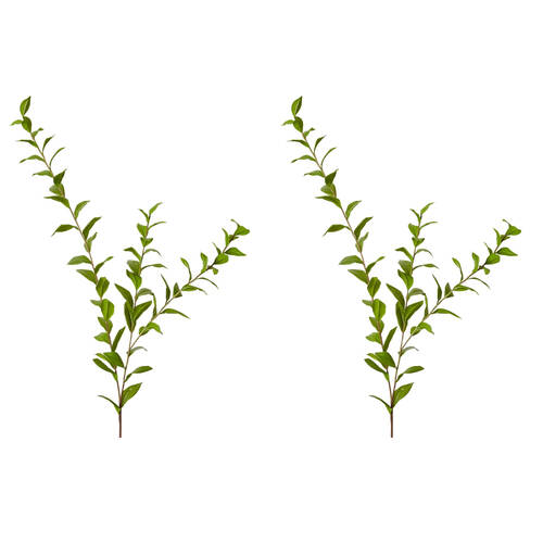 2PK E Style Laurel Leaf Spray Realistic Artificial Flower Plastic Green 140cm