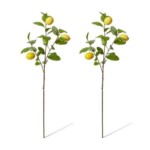 2PK E Style Lemon Spray Realistic Artificial Flower Plastic Yellow 102cm