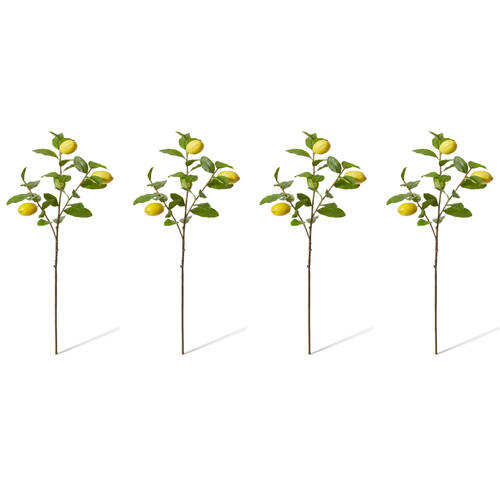 4PK E Style Lemon Spray Realistic Artificial Flower Plastic Yellow 102cm