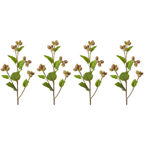 4PK E Style Mulberry Spray Realistic Artificial Flower Green Brown 66cm