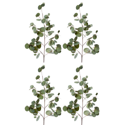 4PK E Style Eucalyptus Silver Dollar Spray Artificial Flower Green 99cm