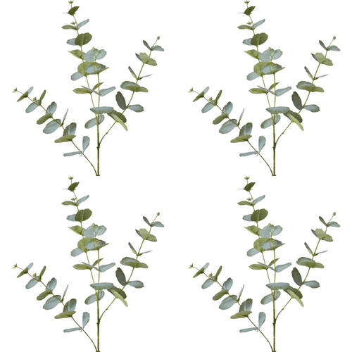4PK E Style Eucalyptus Spray Realistic Artificial Flower Grey Green 35x35x86cm