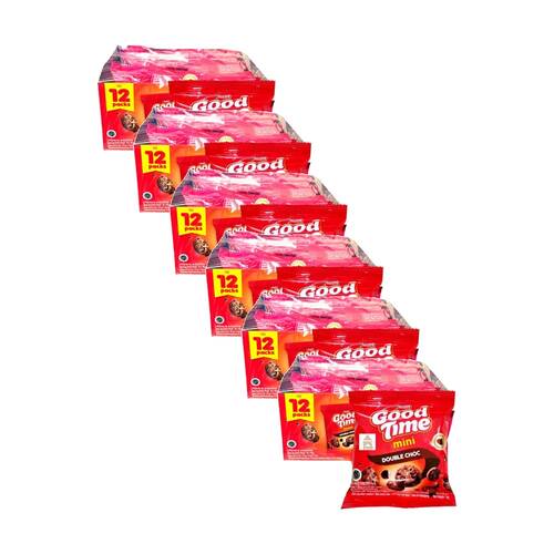 6x 12pc Arnotts Good Time Mini Double Chocolate Chip Cookies 18g Snack Pack