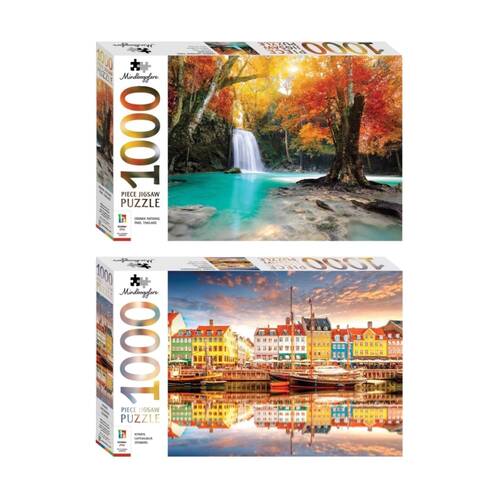 1000 pc Hinkler Mindbogglers Nat Park Thailand & Nyhavn Denmark Jigsaw Puzzle