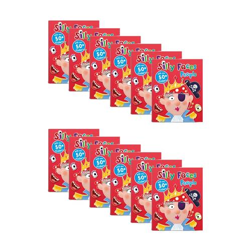 12PK Hinkler Silly Faces People Children's Sticker Book Funny 50 Stickers