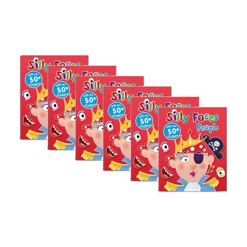 6PK Hinkler Silly Faces People Children's Sticker Book Funny 50 Stickers