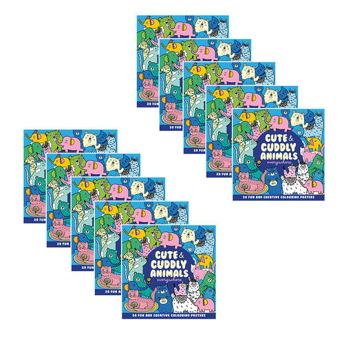 10PK Hinkler Young Mandala Cuddly Animals Everywhere Coloring Book Kit Posters