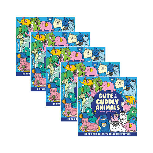 5PK Hinkler Young Mandala Cuddly Animals Everywhere Coloring Book Kit Posters