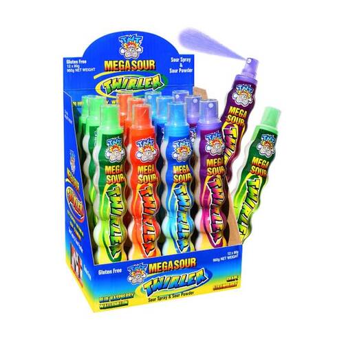 12PK TNT Mega Sourtwirler 80ml Fruit Flavour Sour Lollies/Gummies - Assorted