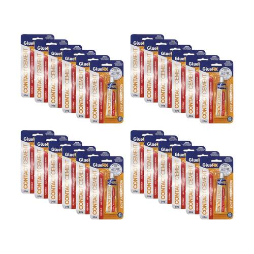 24PK GlueFix Contact Cement Strong Flexible Adhesive Glue Tube 20g