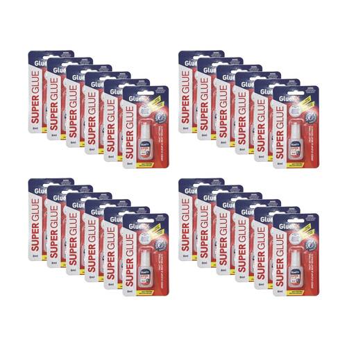 24PK GlueFix Fast Setting Dries Clear Precise Repairs Super Glue Brush 8ml