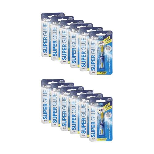12PK GlueFix Fast Setting Water-Resistant Super Glue Tube 3ml