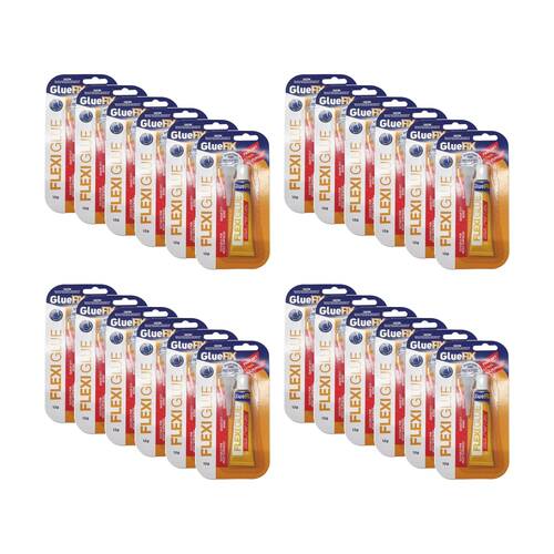 24PK GlueFix Flexi Fast Setting Adhesive Surface Glue Tube 12g