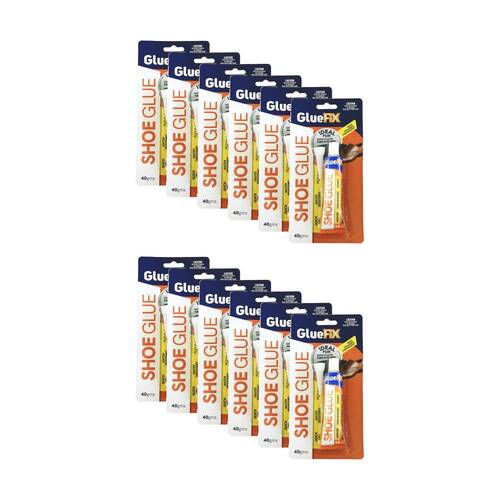 12PK GlueFix Quick Dry Water-Resistant Flexible Fine Nozzle Shoe Glue Tube 40ml