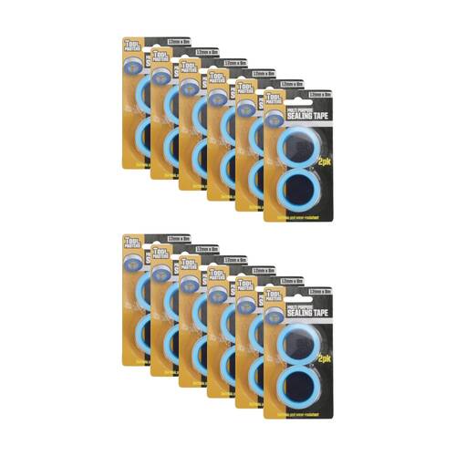 12x 2pc Tool Masters Multi-Purpse Sealing Tape Rolls 12mm x 8m Blue