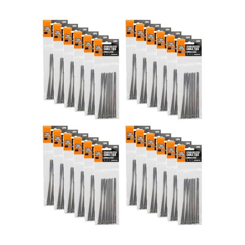 24x 10pc Tool Masters Heavy Duty Electrical Cable Ties 150 x 4mm Stainless Steel