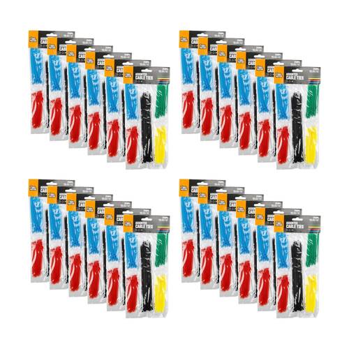 24x 250pc Tool Masters Heavy Duty Electrical Cable Ties Multi Colour