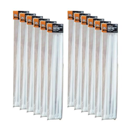 12x 10pc Tool Masters Heavy Duty Electrical Cable Ties 600 x 12mm Assorted