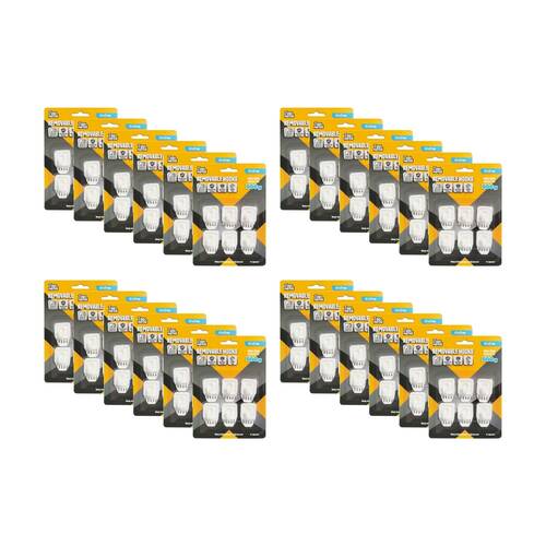 24x 6pc Tool Masters Removeable Square Hooks Set Holds 500g 27x27mm White