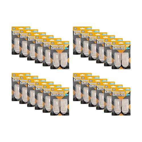 24x 2pc Tool Masters Removeable Rectangluar Hooks Set Holds 3kg 74x40mm Clear