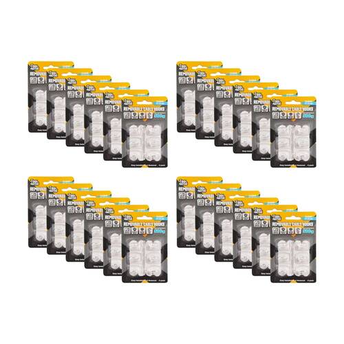 24x 6pc Tool Masters Removeable Cable Hooks Set Holds 500g 27x21mm Clear
