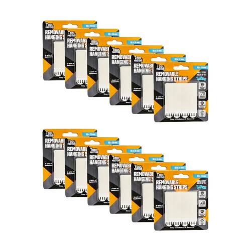 12x 4pc Tool Masters Removeable Hanging Strips Set Holds 1.5kg 55x16mm