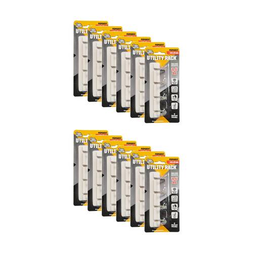 12x 4pc Tool Masters Key Rack Wall Mount Swivel Hooks Set 1.5kg Max 14cm White