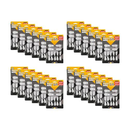 24x 14pc Tool Masters Utility Hooks Set Holds 5kg 40x20mm/30x15mm White