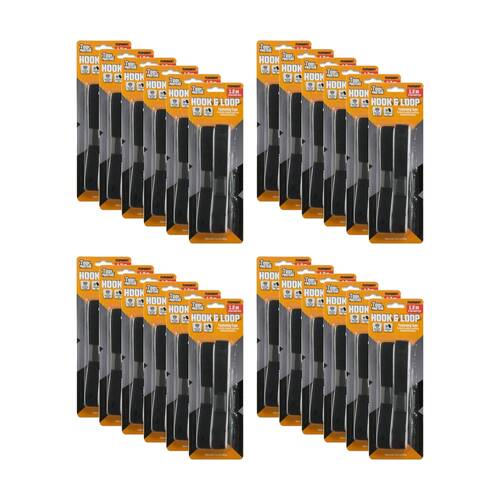 24PK Tool Masters Hook & Loop Reusable Strip Fastening Tape Set 19mmx1.2m Assrtd