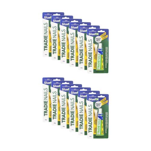 12PK GlueFix Fast Setting Indoor Outdoor Strong Tradie Nails Glue Tube 30g