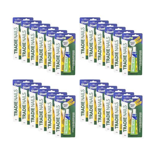 24PK GlueFix Fast Setting Indoor Outdoor Strong Tradie Nails Glue Tube 30g