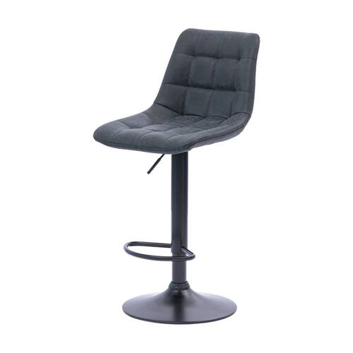 2pc Urban Style Harry Bar Stool Set Gas Lift Chair Black Metal Grey PU