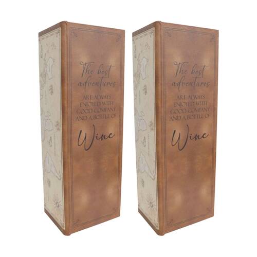 2PK LVD Decorative World Map Wine Box Home & Living Decor 12.5x10x36cm